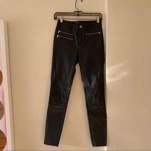 Zara Trafaluc Black Faux Leather Moto Pants Size M
